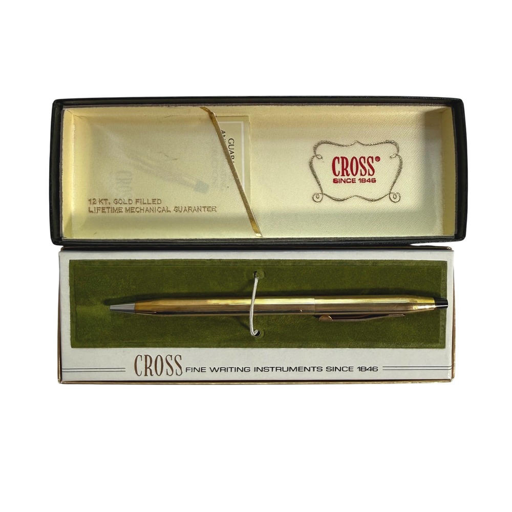 Vintage Cross Ball Pen 5.25" 12 KT Gold Filled 6602 Boxed Set Gold Executive